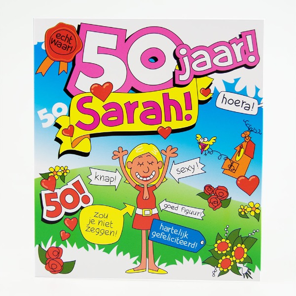 Cartoon Wenskaart Sarah 50 Jaar